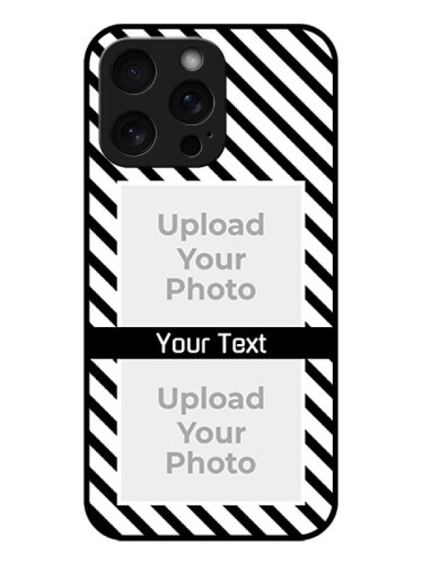 Custom iPhone 15 Pro Max Custom Glass Phone Case - Black And White Stripes Design