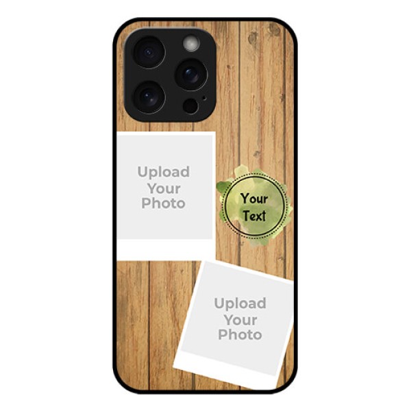 iPhone 15 Pro Max Custom Glass Phone Case - Wooden Texture Design