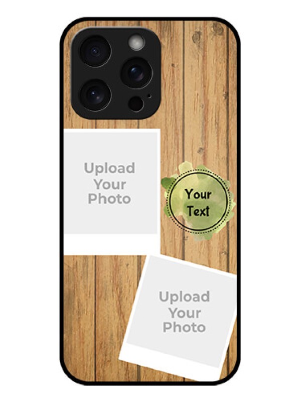 Custom iPhone 15 Pro Max Custom Glass Phone Case - Wooden Texture Design