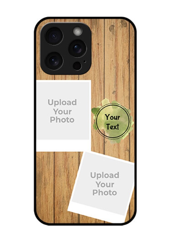 iPhone 15 Pro Max Custom Glass Phone Case - Wooden Texture Design