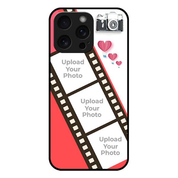 iPhone 15 Pro Max Custom Glass Phone Case - 3 Image Holder With Film Reel iPhone 15 Pro Max Custom Glass Phone Case - 3 Image Holder With Film Reel