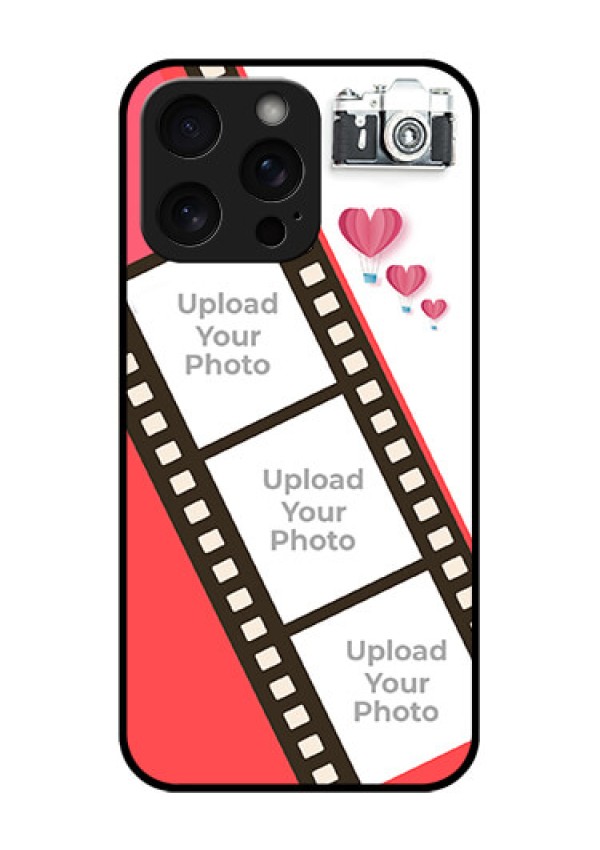 iPhone 15 Pro Max Custom Glass Phone Case - 3 Image Holder With Film Reel