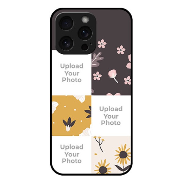 iPhone 15 Pro Max Custom Glass Phone Case - 3 Images With Floral Design iPhone 15 Pro Max Custom Glass Phone Case - 3 Images With Floral Design