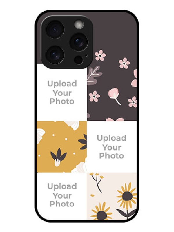 Custom iPhone 15 Pro Max Custom Glass Phone Case - 3 Images With Floral Design