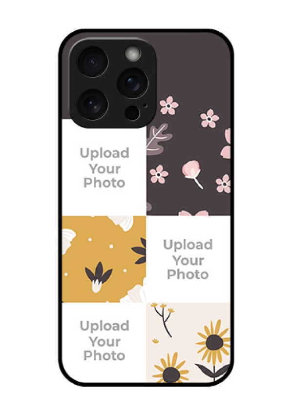 iPhone 15 Pro Max Custom Glass Phone Case - 3 Images With Floral Design