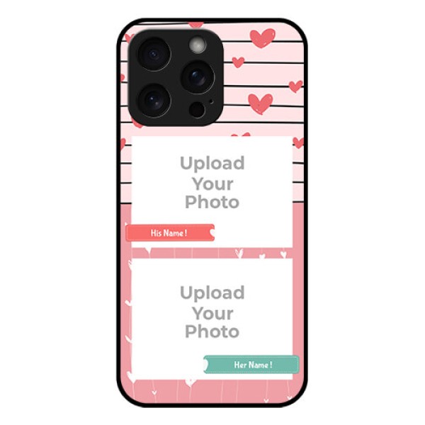 iPhone 15 Pro Max Custom Glass Phone Case - Photo With Heart Design