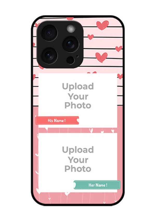 iPhone 15 Pro Max Custom Glass Phone Case - Photo With Heart Design