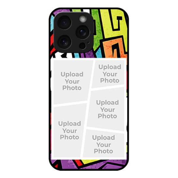 iPhone 15 Pro Max Custom Glass Phone Case - Graffiti Pattern Design