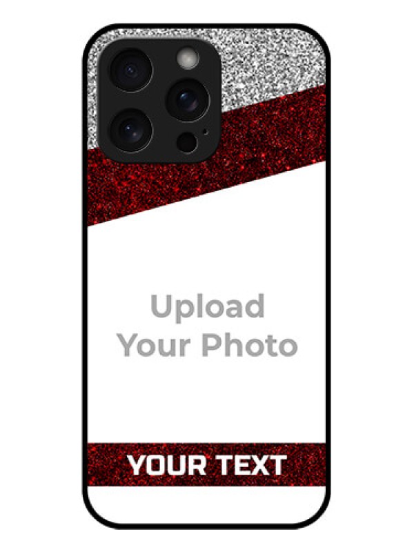 Custom iPhone 15 Pro Max Custom Glass Phone Case - Image Holder With Glitter Strip Design