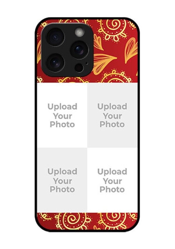 iPhone 15 Pro Max Custom Glass Phone Case - 4 Image Traditional Design