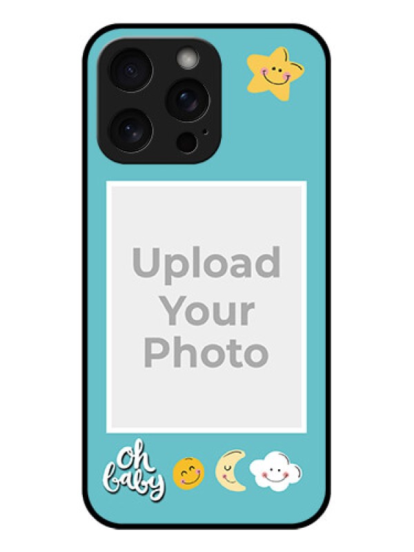 Custom iPhone 15 Pro Max Custom Glass Phone Case - Smiley Kids Stars Design