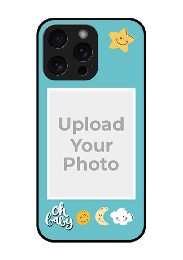 iPhone 15 Pro Max Custom Glass Phone Case - Smiley Kids Stars Design