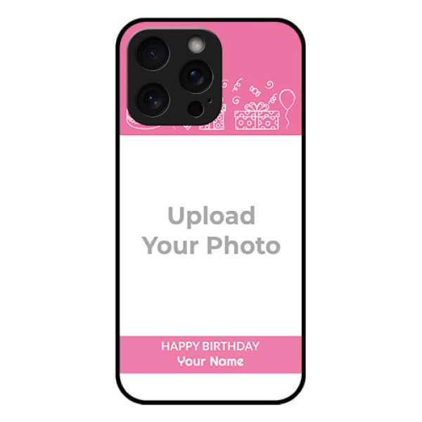iPhone 15 Pro Max Custom Glass Phone Case - With Birthday Line Art Design iPhone 15 Pro Max Custom Glass Phone Case - With Birthday Line Art Design