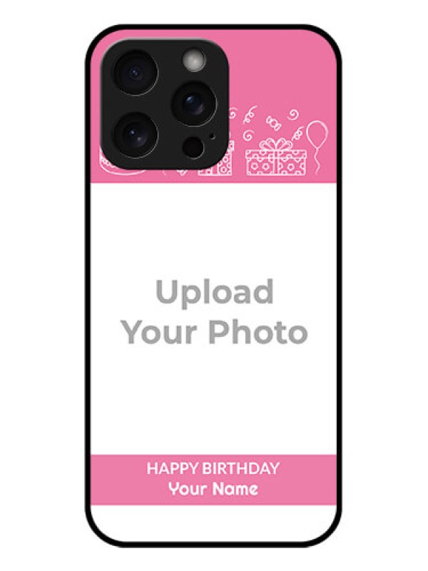 Custom iPhone 15 Pro Max Custom Glass Phone Case - With Birthday Line Art Design