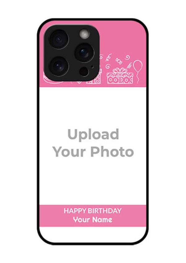 iPhone 15 Pro Max Custom Glass Phone Case - With Birthday Line Art Design