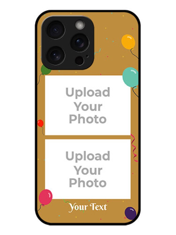 Custom iPhone 15 Pro Max Custom Glass Phone Case - Image Holder With Birthday Celebrations Design