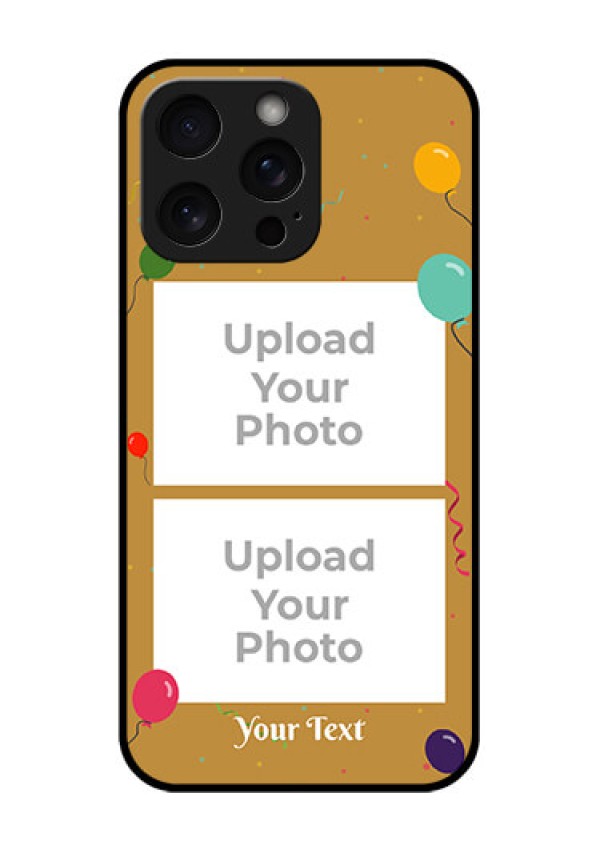iPhone 15 Pro Max Custom Glass Phone Case - Image Holder With Birthday Celebrations Design