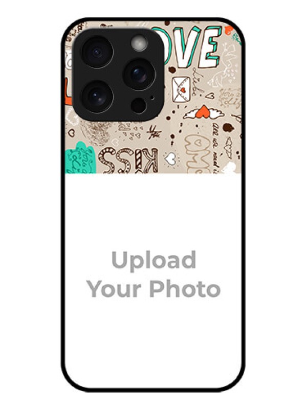 Custom iPhone 15 Pro Max Custom Glass Phone Case - Love Doodle Pattern