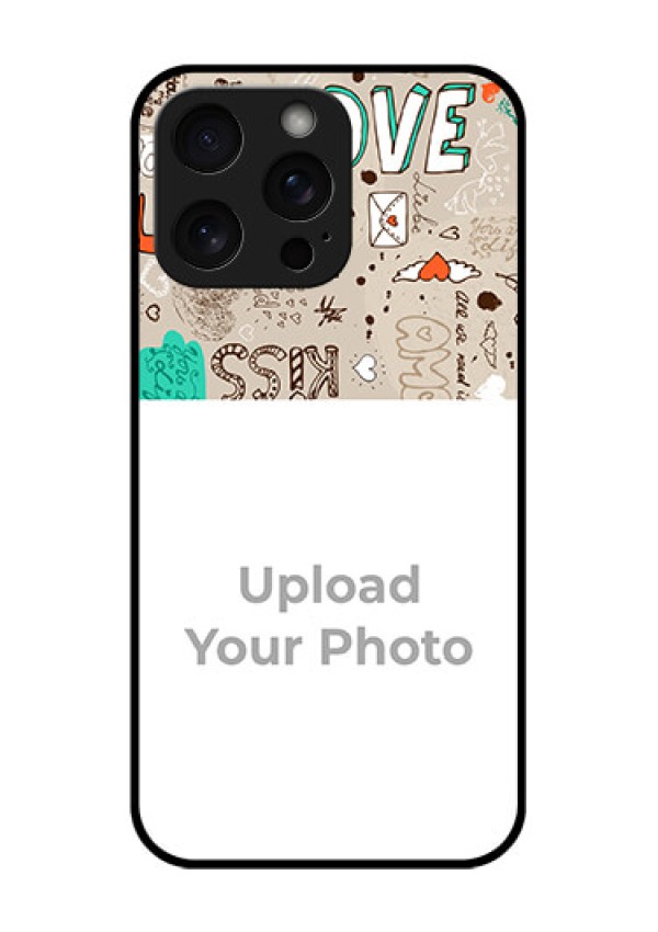 iPhone 15 Pro Max Custom Glass Phone Case - Love Doodle Pattern