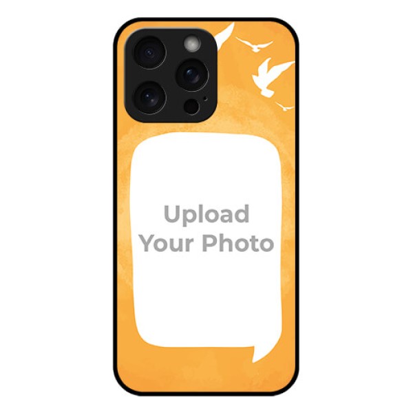 iPhone 15 Pro Max Custom Glass Phone Case - Water Color Design With Bird Icons