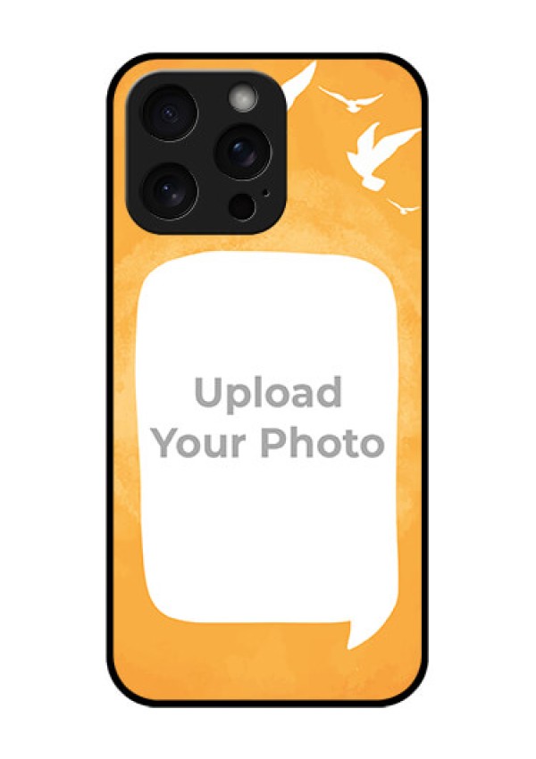 iPhone 15 Pro Max Custom Glass Phone Case - Water Color Design With Bird Icons