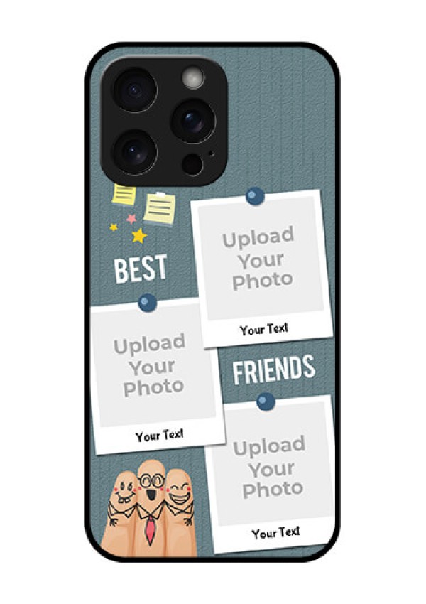 iPhone 15 Pro Max Custom Glass Phone Case - Sticky Frames And Friendship Design