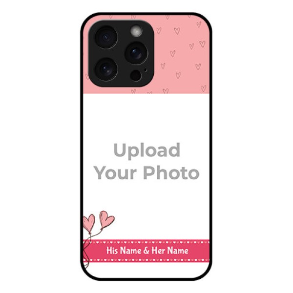 iPhone 15 Pro Max Custom Glass Phone Case - Love Design Peach Color iPhone 15 Pro Max Custom Glass Phone Case - Love Design Peach Color