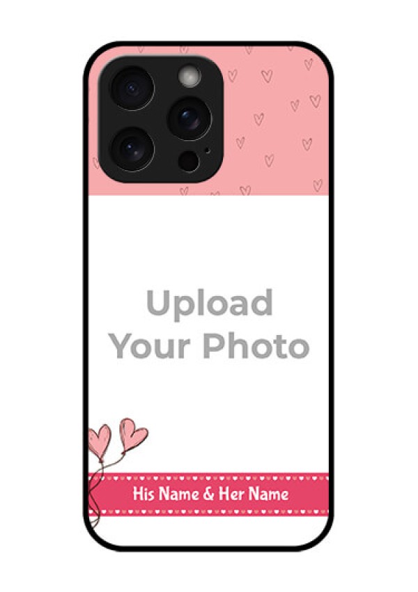 iPhone 15 Pro Max Custom Glass Phone Case - Love Design Peach Color