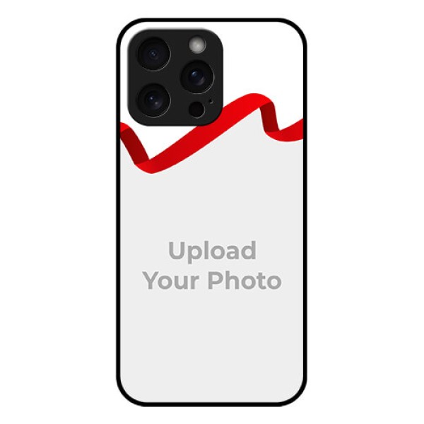 iPhone 15 Pro Max Custom Glass Phone Case - Red Ribbon Frame Design