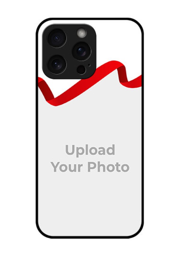 iPhone 15 Pro Max Custom Glass Phone Case - Red Ribbon Frame Design