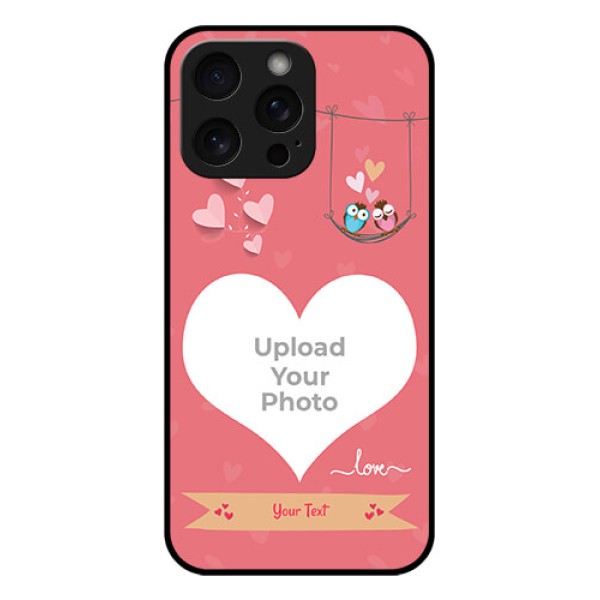 iPhone 15 Pro Max Custom Glass Phone Case - Peach Color Love Design