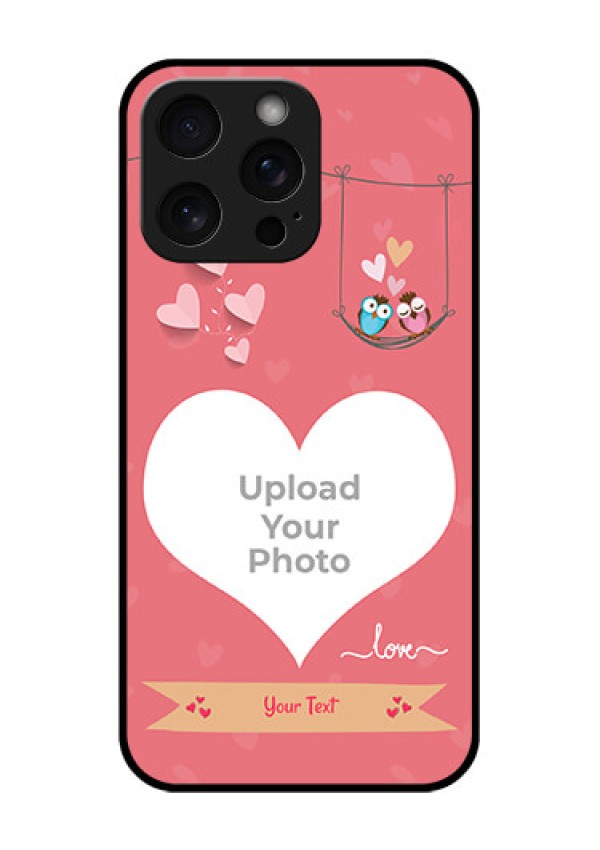 iPhone 15 Pro Max Custom Glass Phone Case - Peach Color Love Design