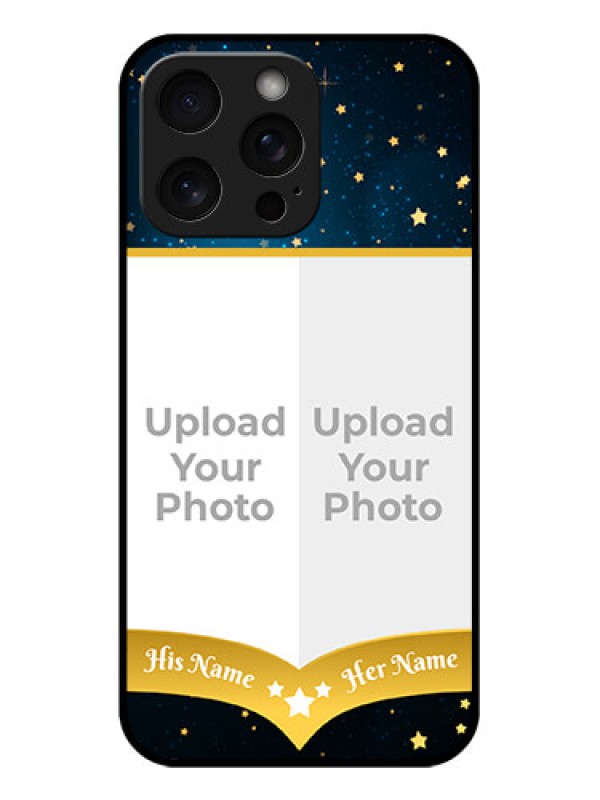 Custom iPhone 15 Pro Max Custom Glass Phone Case - Galaxy Stars Backdrop Design