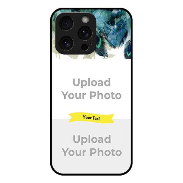 iPhone 15 Pro Max Custom Glass Phone Case - Image With Boho Peacock Feather Design iPhone 15 Pro Max Custom Glass Phone Case - Image With Boho Peacock Feather Design