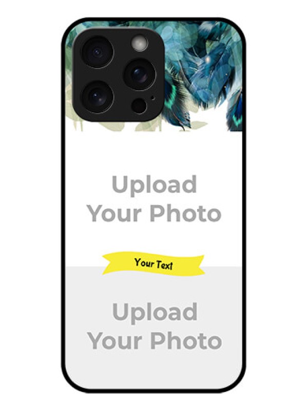 Custom iPhone 15 Pro Max Custom Glass Phone Case - Image With Boho Peacock Feather Design