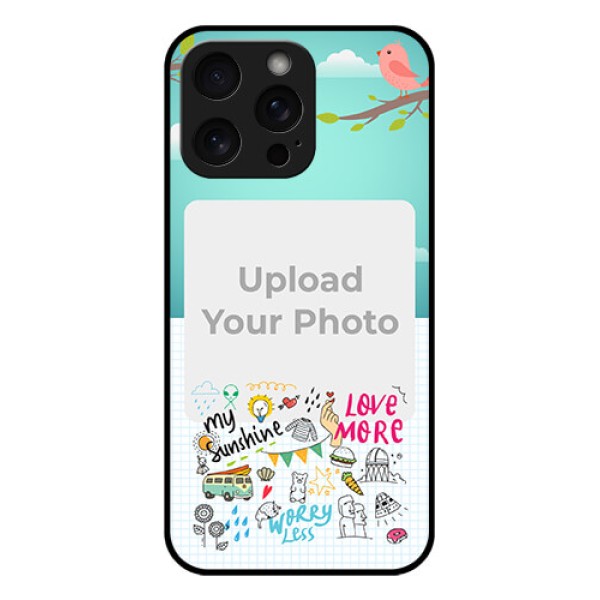 iPhone 15 Pro Max Custom Glass Phone Case - Doodle Love Design