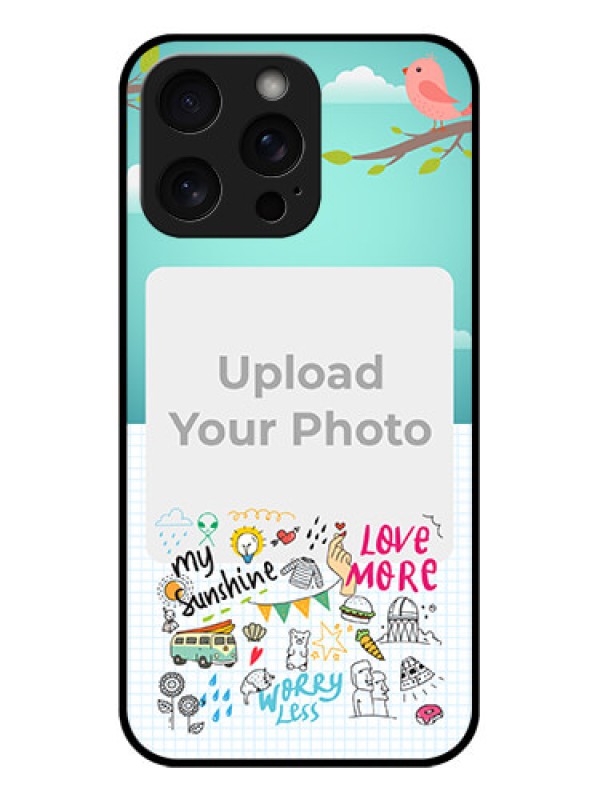 Custom iPhone 15 Pro Max Custom Glass Phone Case - Doodle Love Design