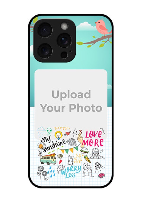 iPhone 15 Pro Max Custom Glass Phone Case - Doodle Love Design