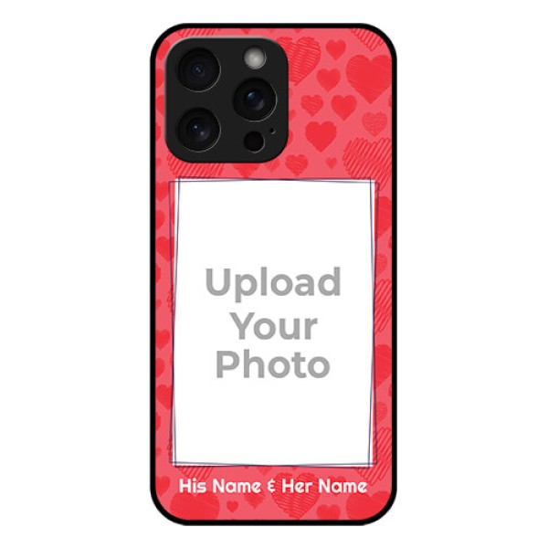 iPhone 15 Pro Max Custom Glass Phone Case - With Red Heart Symbols Design iPhone 15 Pro Max Custom Glass Phone Case - With Red Heart Symbols Design
