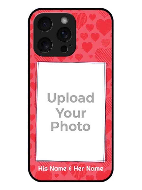 Custom iPhone 15 Pro Max Custom Glass Phone Case - With Red Heart Symbols Design