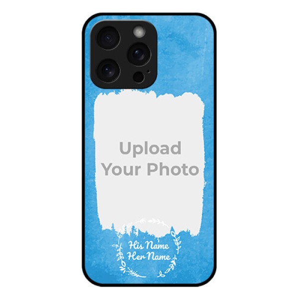 iPhone 15 Pro Max Custom Glass Phone Case - Blue Color Vintage Design iPhone 15 Pro Max Custom Glass Phone Case - Blue Color Vintage Design