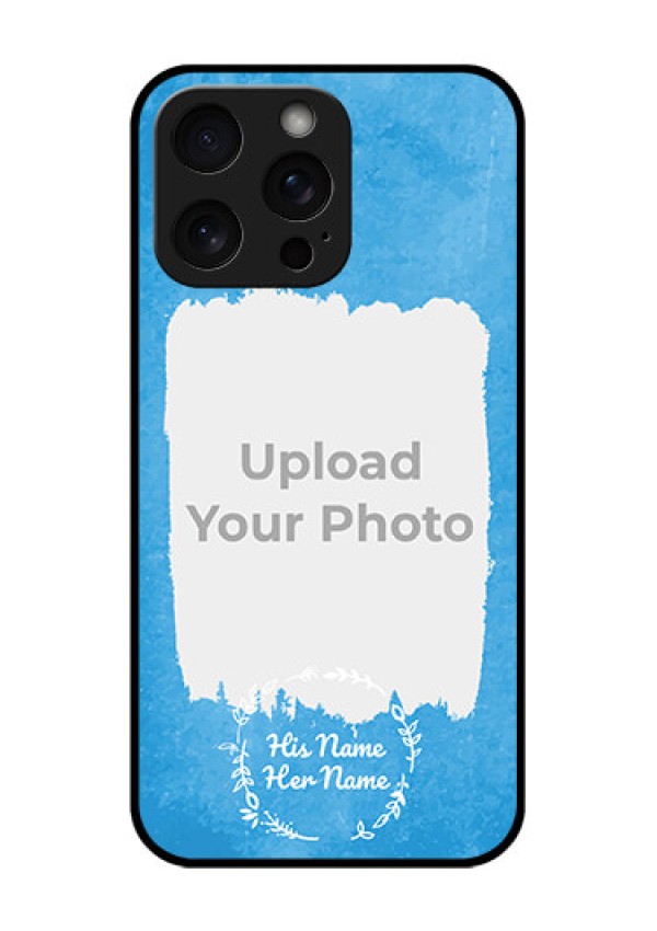 iPhone 15 Pro Max Custom Glass Phone Case - Blue Color Vintage Design