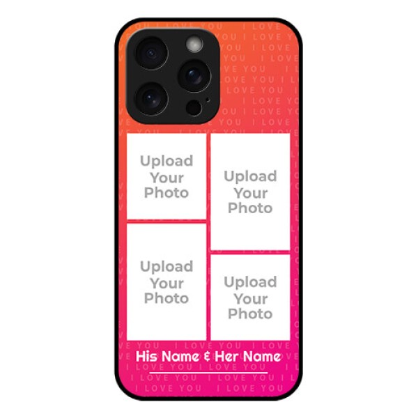 iPhone 15 Pro Max Custom Glass Phone Case - I Love You Pink Design