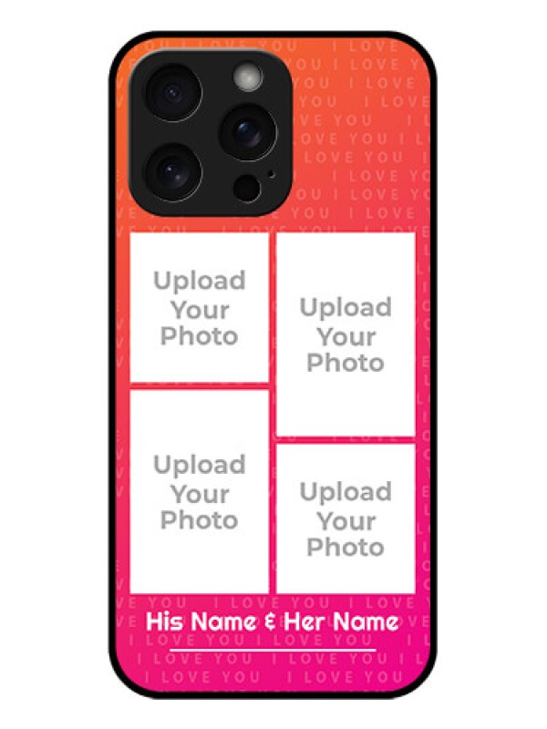 Custom iPhone 15 Pro Max Custom Glass Phone Case - I Love You Pink Design
