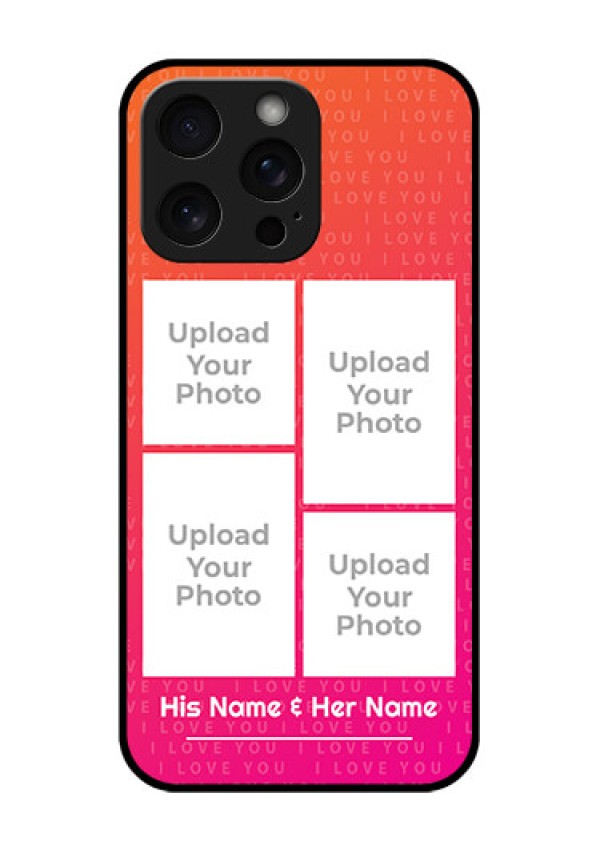 iPhone 15 Pro Max Custom Glass Phone Case - I Love You Pink Design