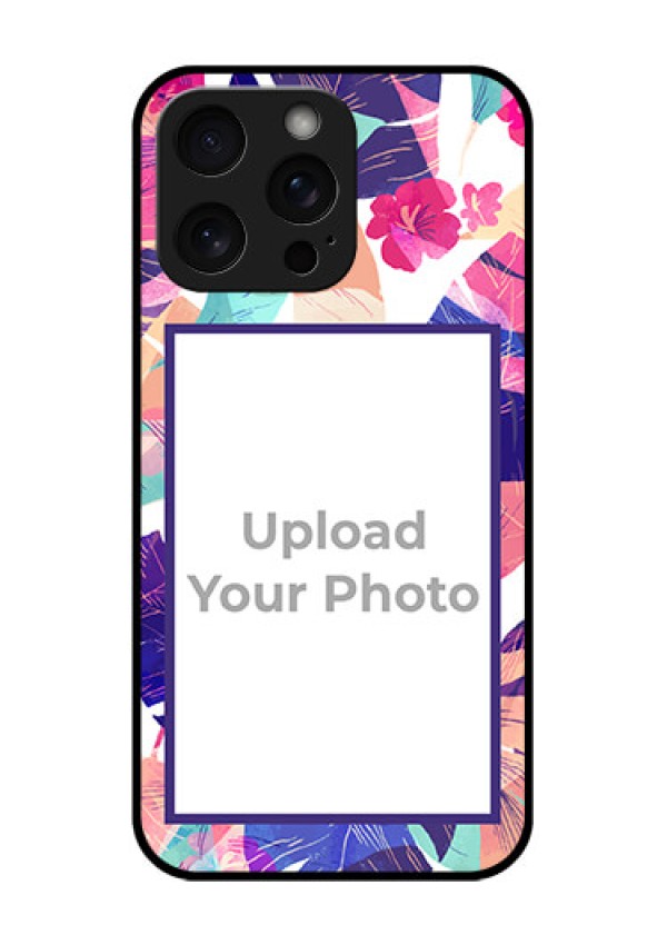 iPhone 15 Pro Max Custom Glass Phone Case - Abstract Floral Design