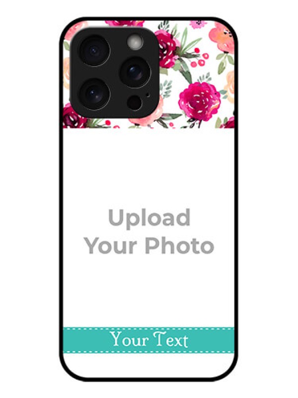 Custom iPhone 15 Pro Max Custom Glass Phone Case - Water Colors Floral Design