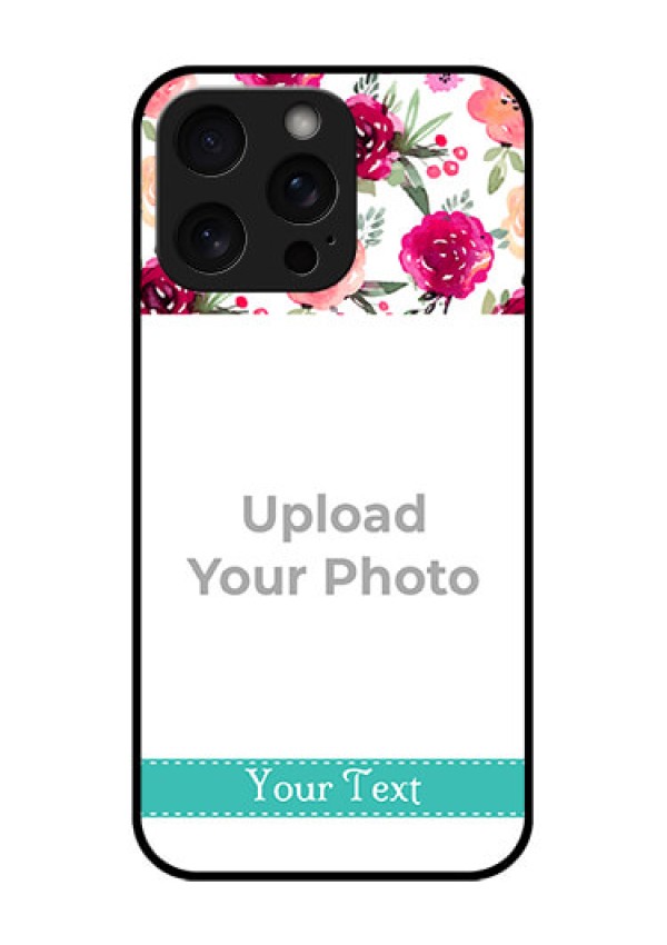 iPhone 15 Pro Max Custom Glass Phone Case - Water Colors Floral Design