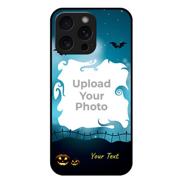 iPhone 15 Pro Max Custom Glass Phone Case - Halloween Frame Design