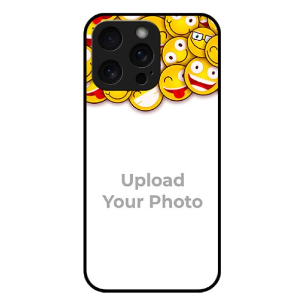 iPhone 15 Pro Max Custom Glass Phone Case - With Smiley Emoji Design iPhone 15 Pro Max Custom Glass Phone Case - With Smiley Emoji Design